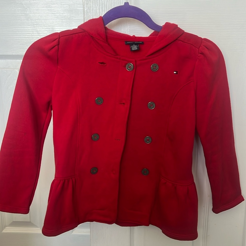 Girl's Tommy Hilfiger Red Peacoat -size 6